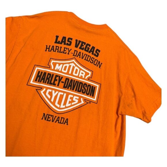 HARLEY DAVIDSON Las Vegas Nevada Orange Motorcycle Biker Tee Shirt Mens Medium - Picture 4 of 7